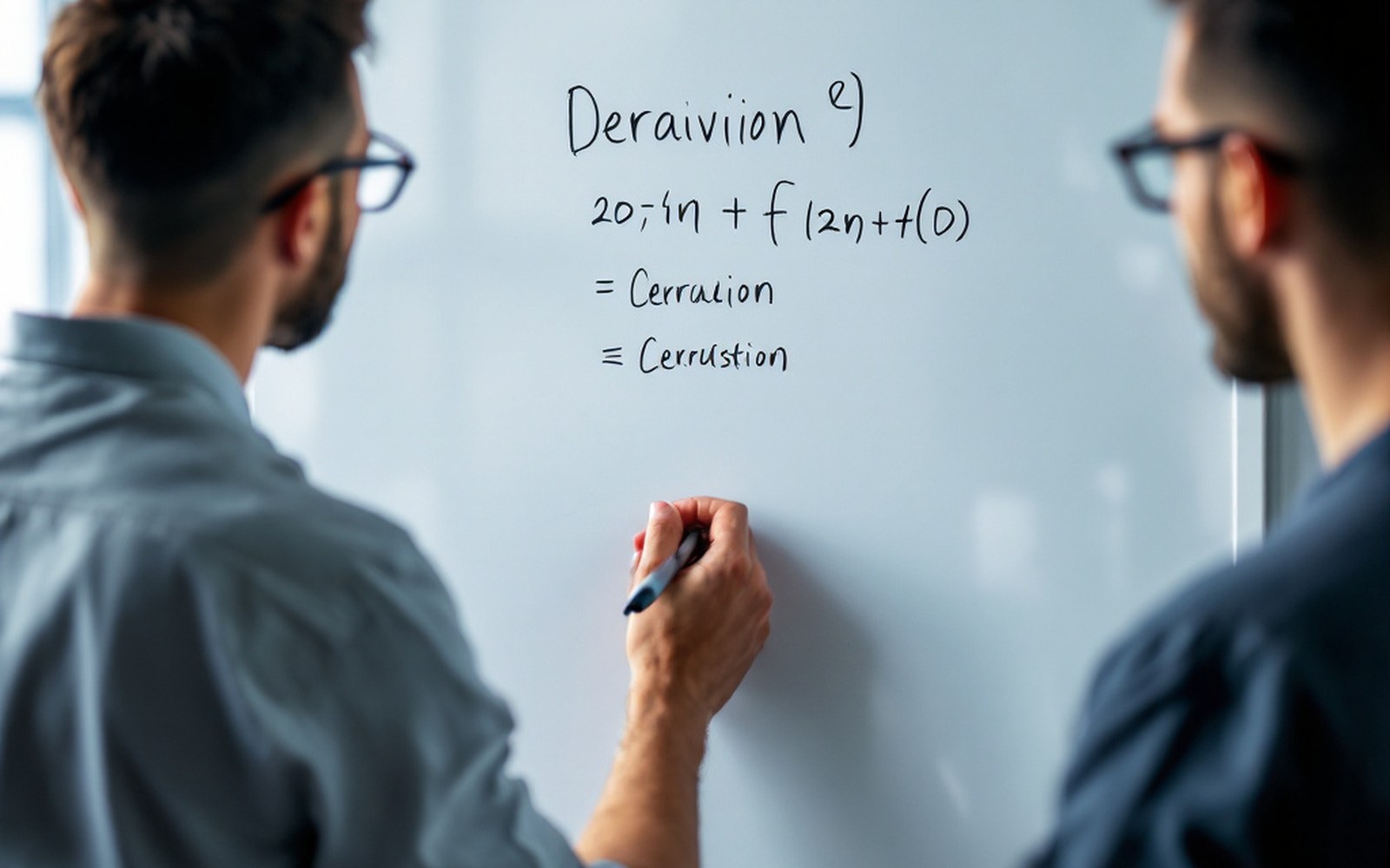 Handwritten derivation on a whiteboard