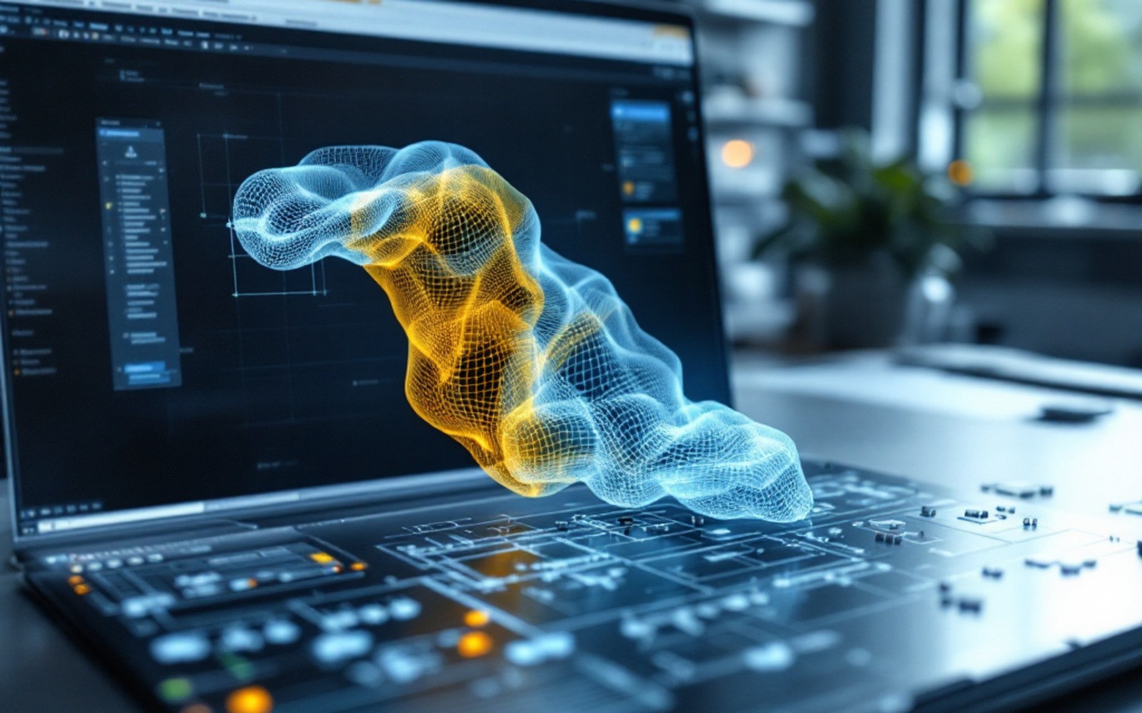 A CAD model with awkward geometry displayed on screen
